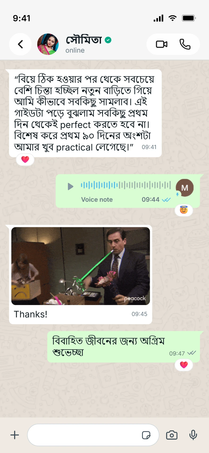 সৌমিতার WhatsApp মেসেজ — প্রথম ৯০ দিনের অংশটি practical লেগেছে